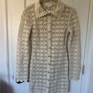 H&M Edition Crochet Lace Button-Down Dress | Cream | Size S